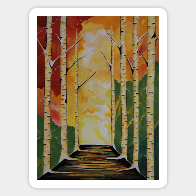 MEET Me By The Birch Trees Acrylic Painting Sticker by SartorisArt1